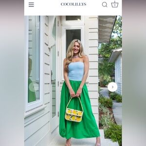 Coco Lilly’s blue and green maxi dress